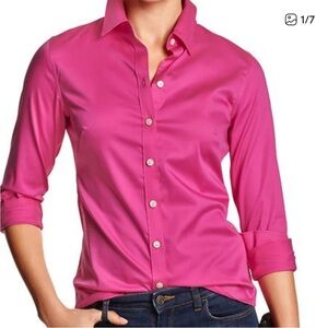 Banana Republic Magenta Long Sleeve Collared Button Down
